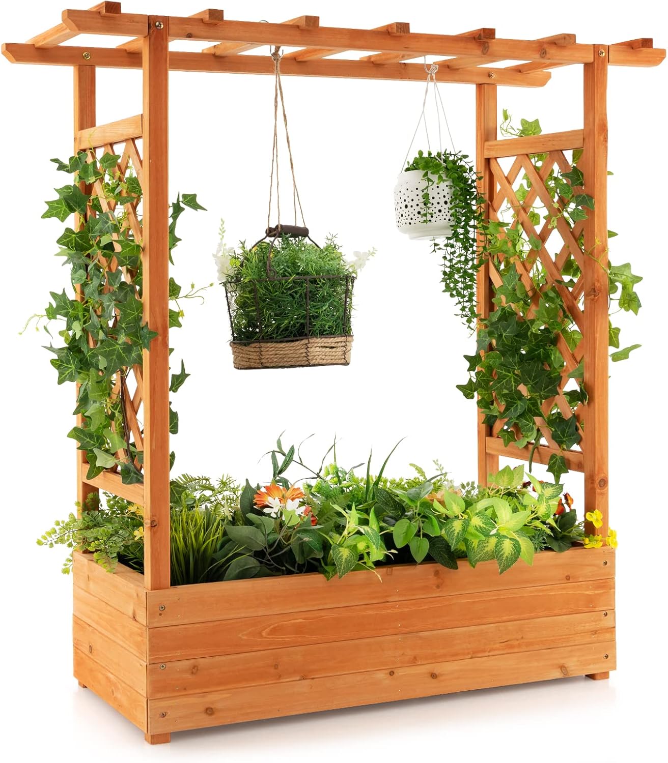 Wood Raised Garden Bed with Ar - Raised Garden Bed ulasan dan harga